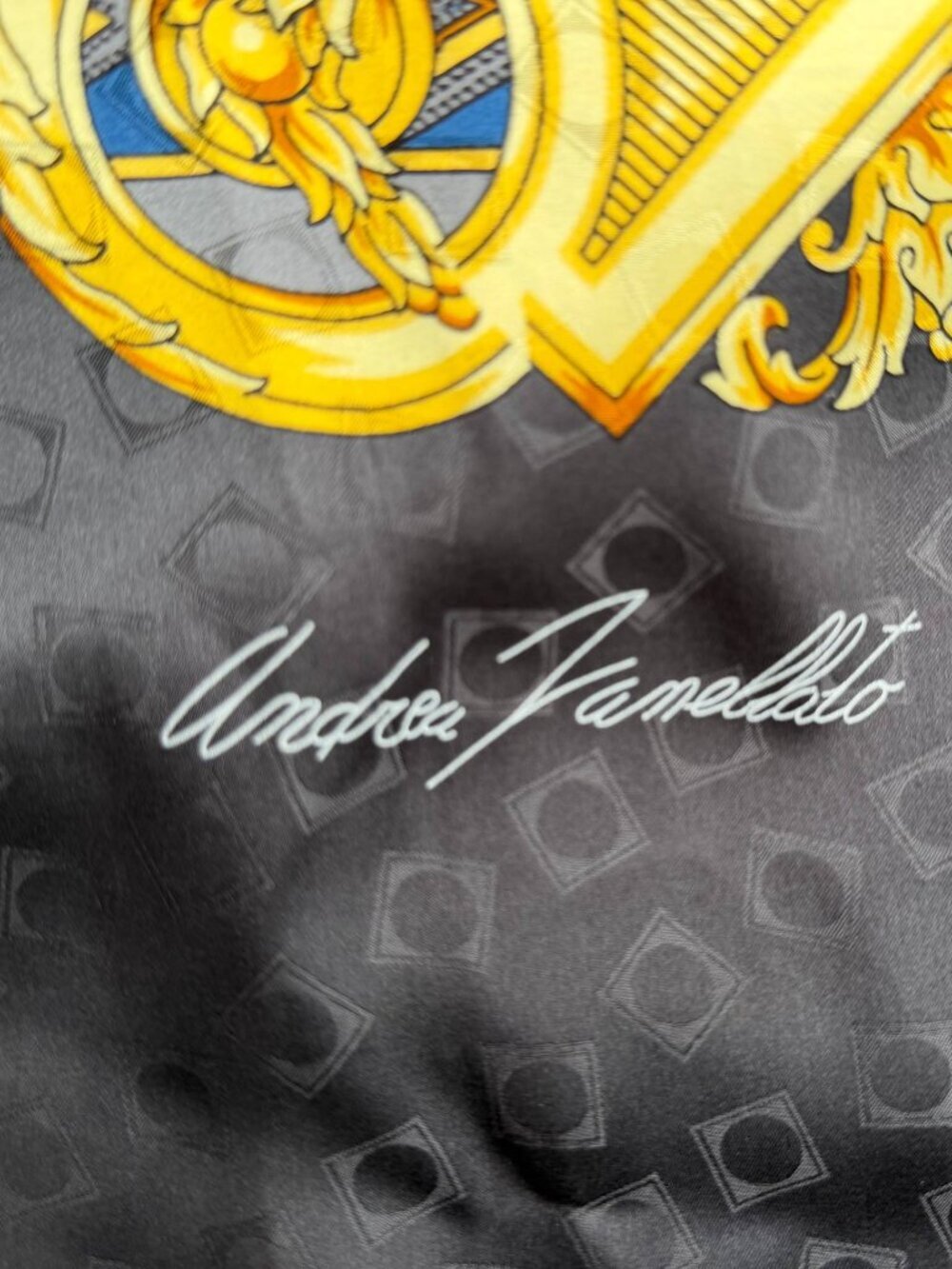 Andrea Zanellato 100% Silk Square Scarf Hijab Muslim 35x35 Gray Gold Italy